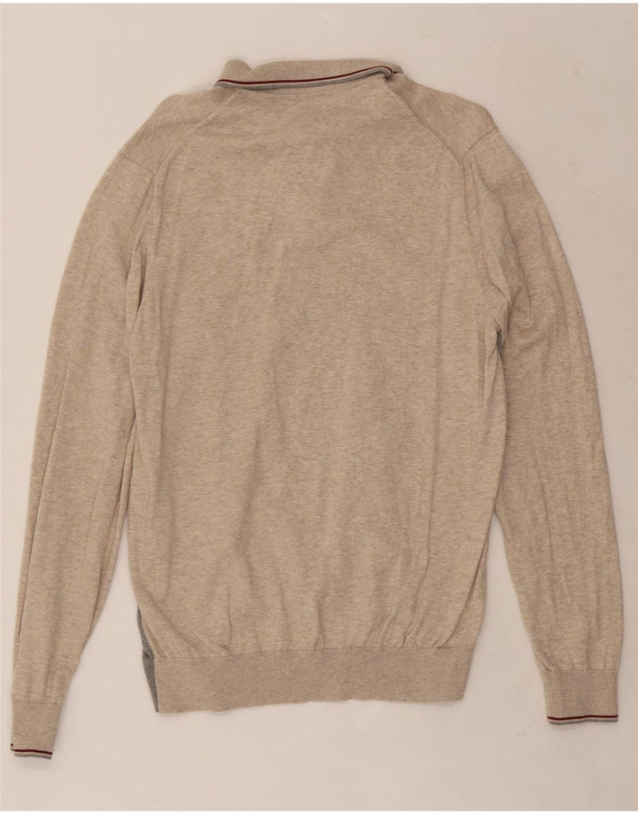 Marks & Spencer Herre Polo Neck Jumper Sweater Medium Beige Colourblock