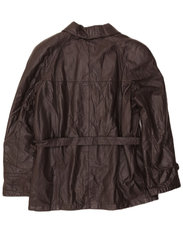 VINTAGE Herre Læderjakke IT 54 2XL Brunt Læder