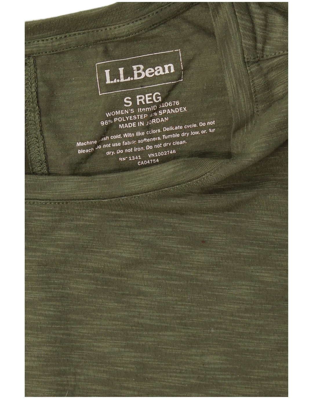 L.L.BEAN T-shirt top til kvinder UK 10 Small Khaki Flecked Polyester