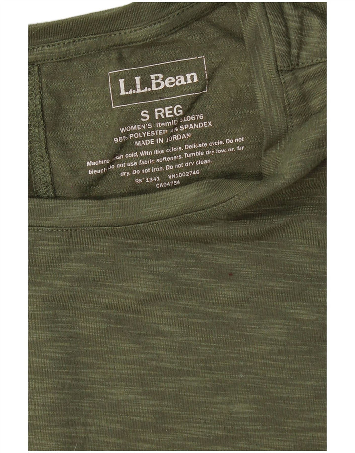 L.L.BEAN T-shirt top til kvinder UK 10 Small Khaki Flecked Polyester