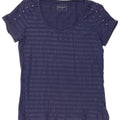 CHAMPION Womens T-Shirt Top UK 12 Medium Navy Blue