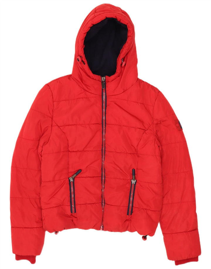 Superdry Polstret hættejakke til kvinder UK 14 Medium Rød Polyester