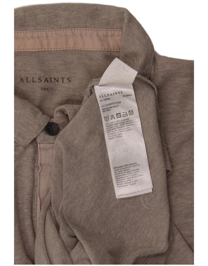 All Saints Polo Shirt til mænd, lille grå stribet bomuld
