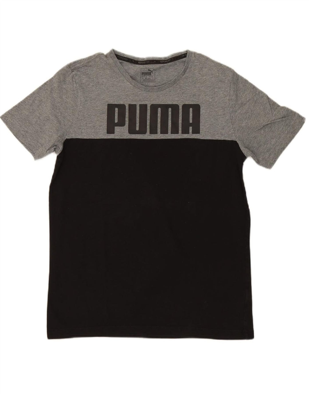 PUMA Mens Graphic T-Shirt Top Medium Black Colourblock