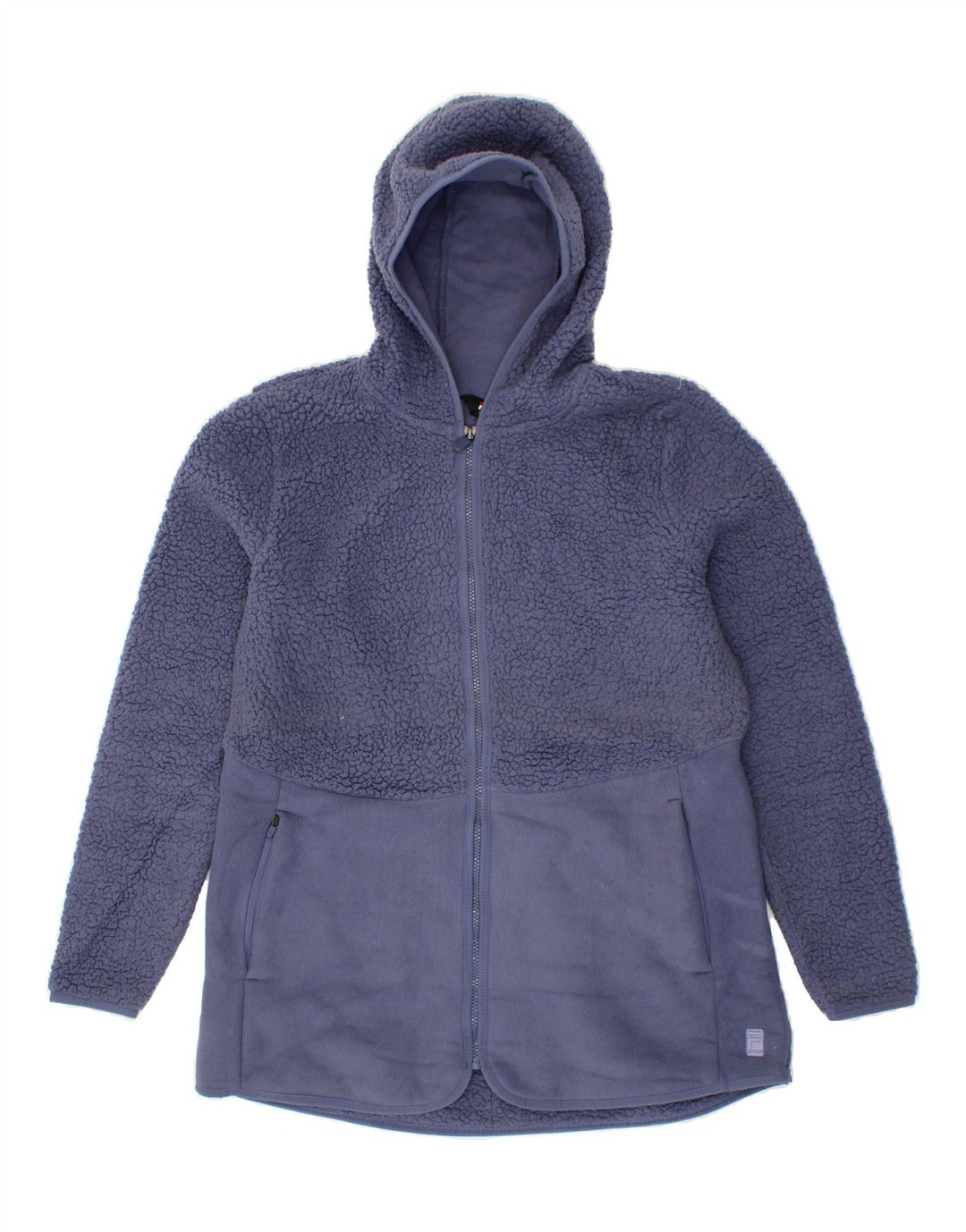 FILA Womens Hooded Fleece Jacket UK 16 Large Blue Polyester Vintage Fila and Second-Hand Fila from Messina Hembry 