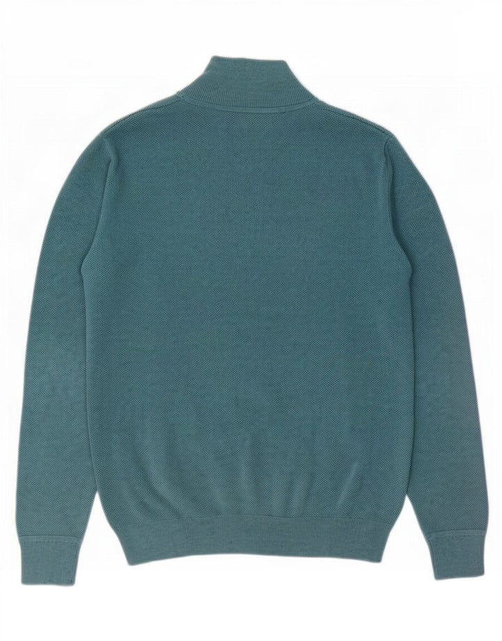 John Lewis Herre Zip Neck Jumper Sweater Medium Blue Bomuld