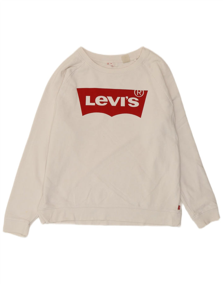 Levi's Dame grafisk sweatshirt Jumper UK 14 Medium White