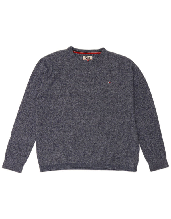 Tommy Hilfiger Dame Crew Neck Jumper Sweater UK 16 Large Navy Blue Bomuld