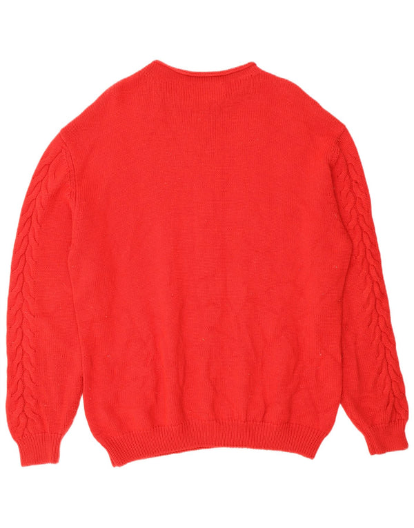 Les Copains Herre Turtle Neck Jumper Sweater IT 52 Large Red Virgin Wool