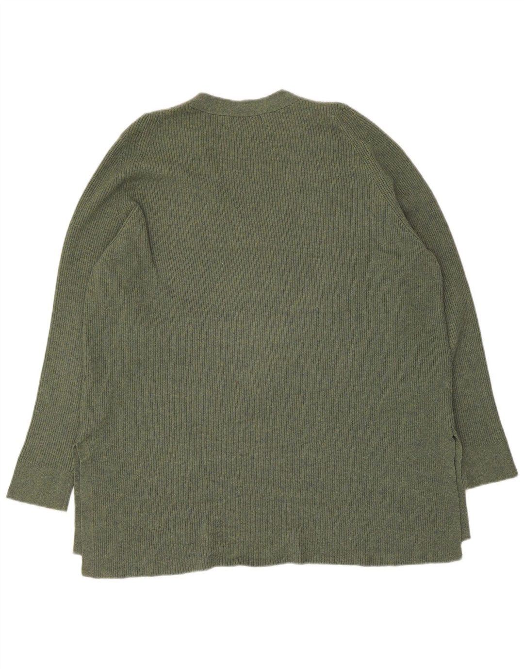 Marks & Spencer Dame V-hals sweater UK 16 Stor Khaki Polyester