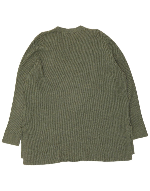 Marks & Spencer Dame V-hals sweater UK 16 Stor Khaki Polyester
