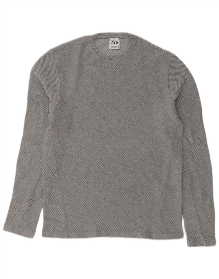 Zara Herre Top Langærmet Medium Grå
