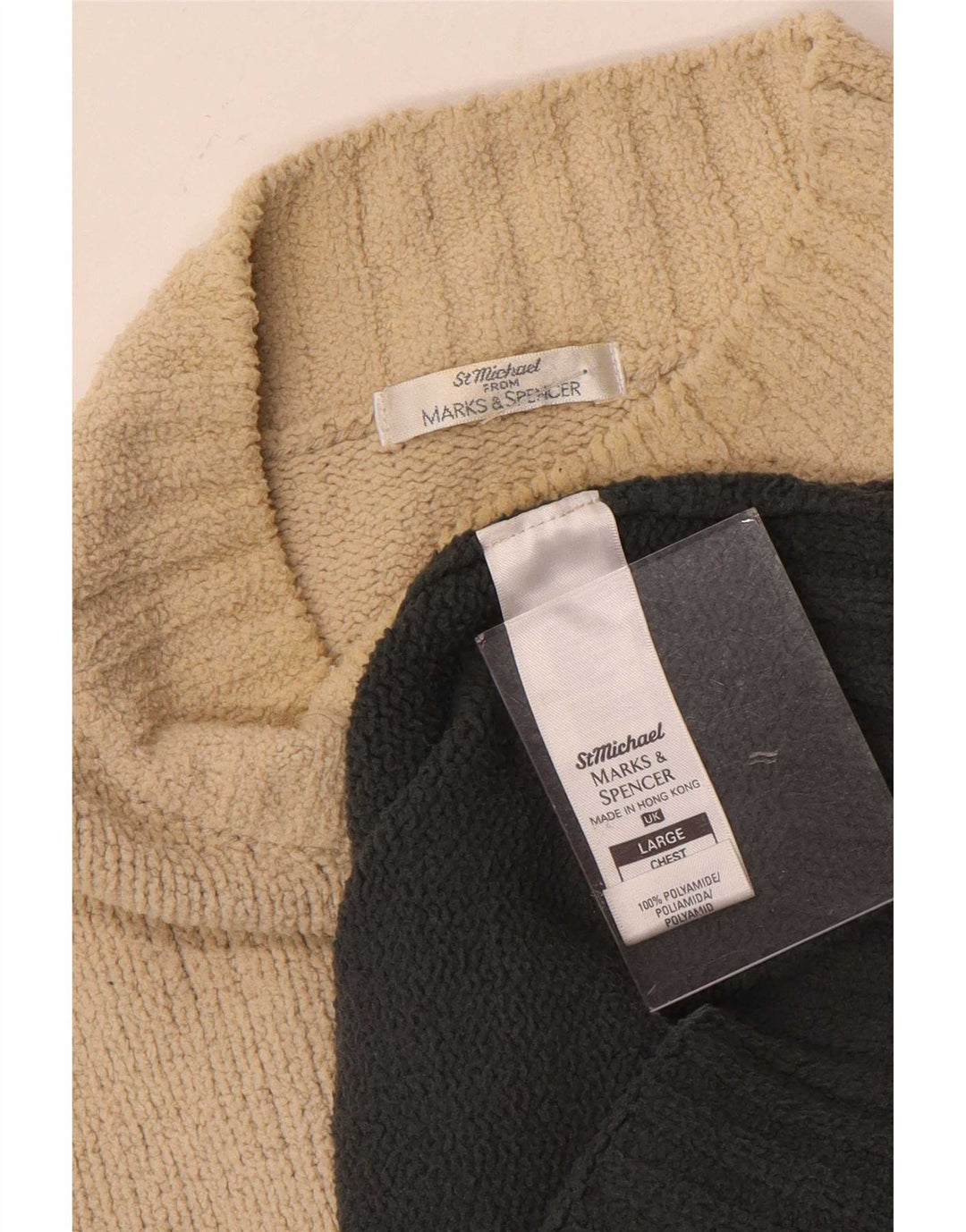 Marks & Spencer Herre Turtle Neck Jumper Sweater Large Off White Colourblock