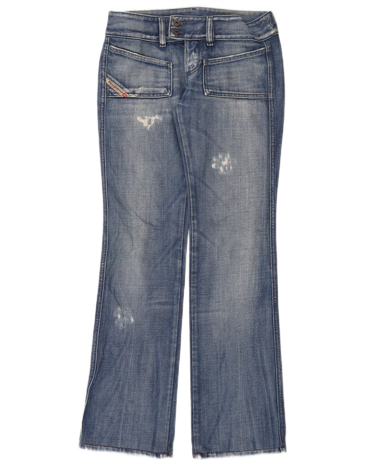 Diesel Dame Distressed Bootcut Jeans W26 L32 Blå Bomuld
