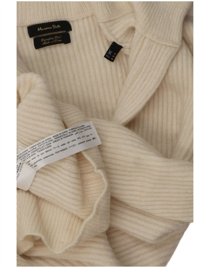 Massimo Dutti Dame Polo Neck Jumper Sweater UK 14 Medium Off White Uld