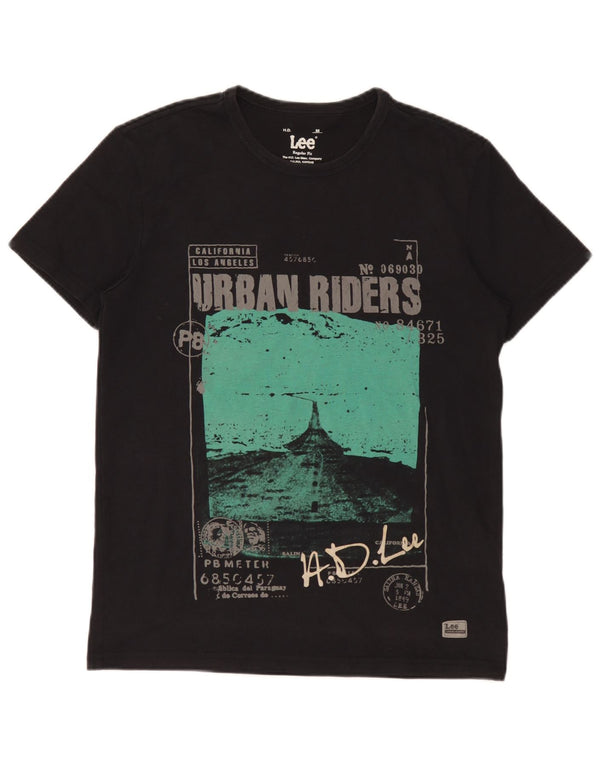 Lee Herre Regular Fit Grafisk T-shirt Top Medium Sort Bomuld