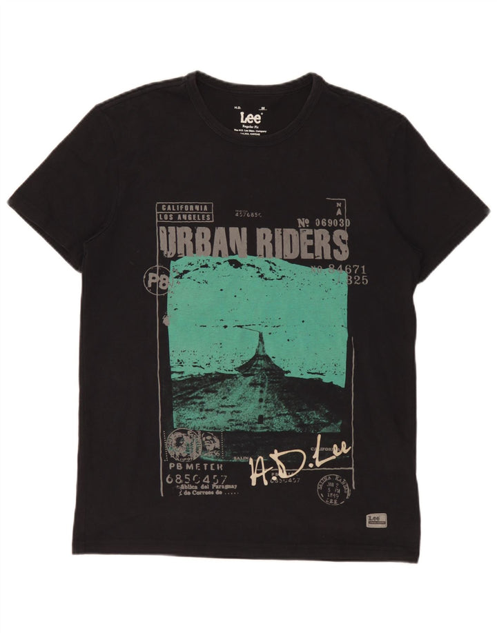 Lee Herre Regular Fit Grafisk T-shirt Top Medium Sort Bomuld