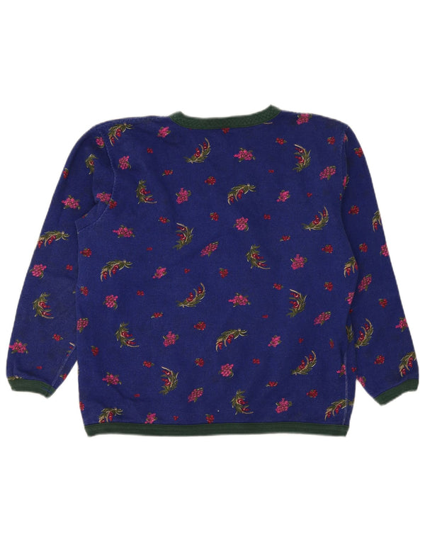 Best Company Dame Oversized Sweatshirt Jumper UK 10 Small Blue Floral