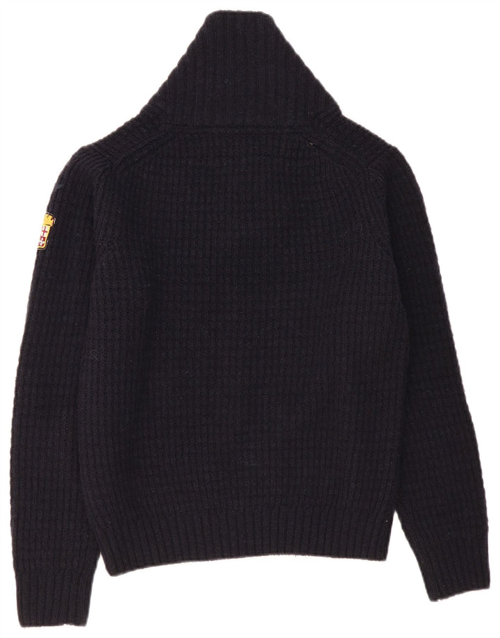 MARINA MILITARE Dame Shawl Neck Jumper Sweater UK 10 Small Navy Blue