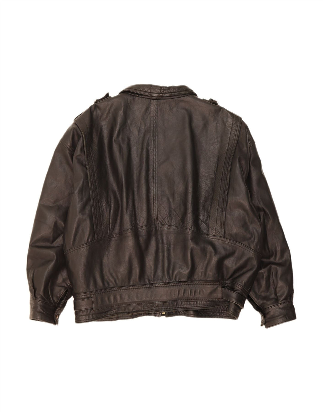 VINTAGE Herre Læderjakke UK 44 2XL Sort Læder