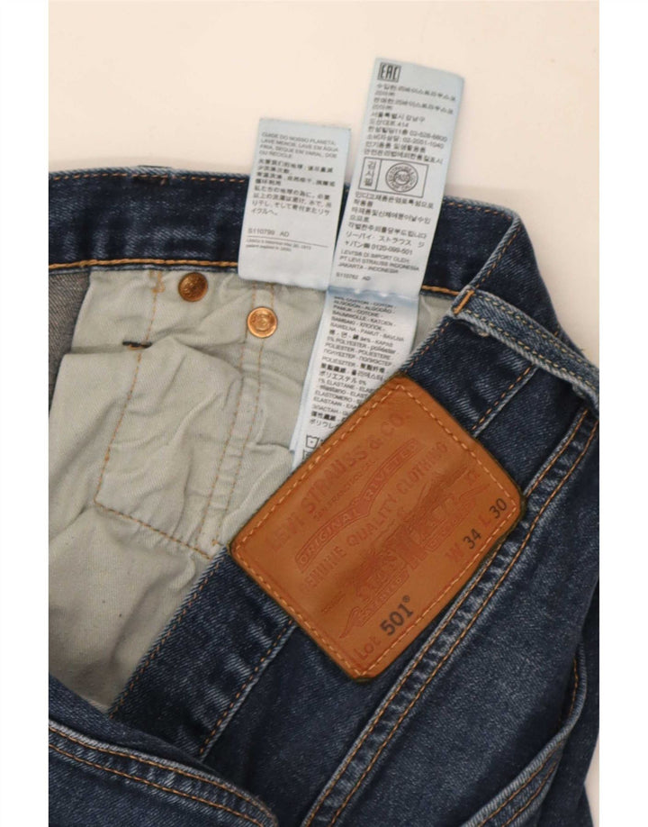 Levi's Herre 501 lige jeans W34 L30 blå bomuld