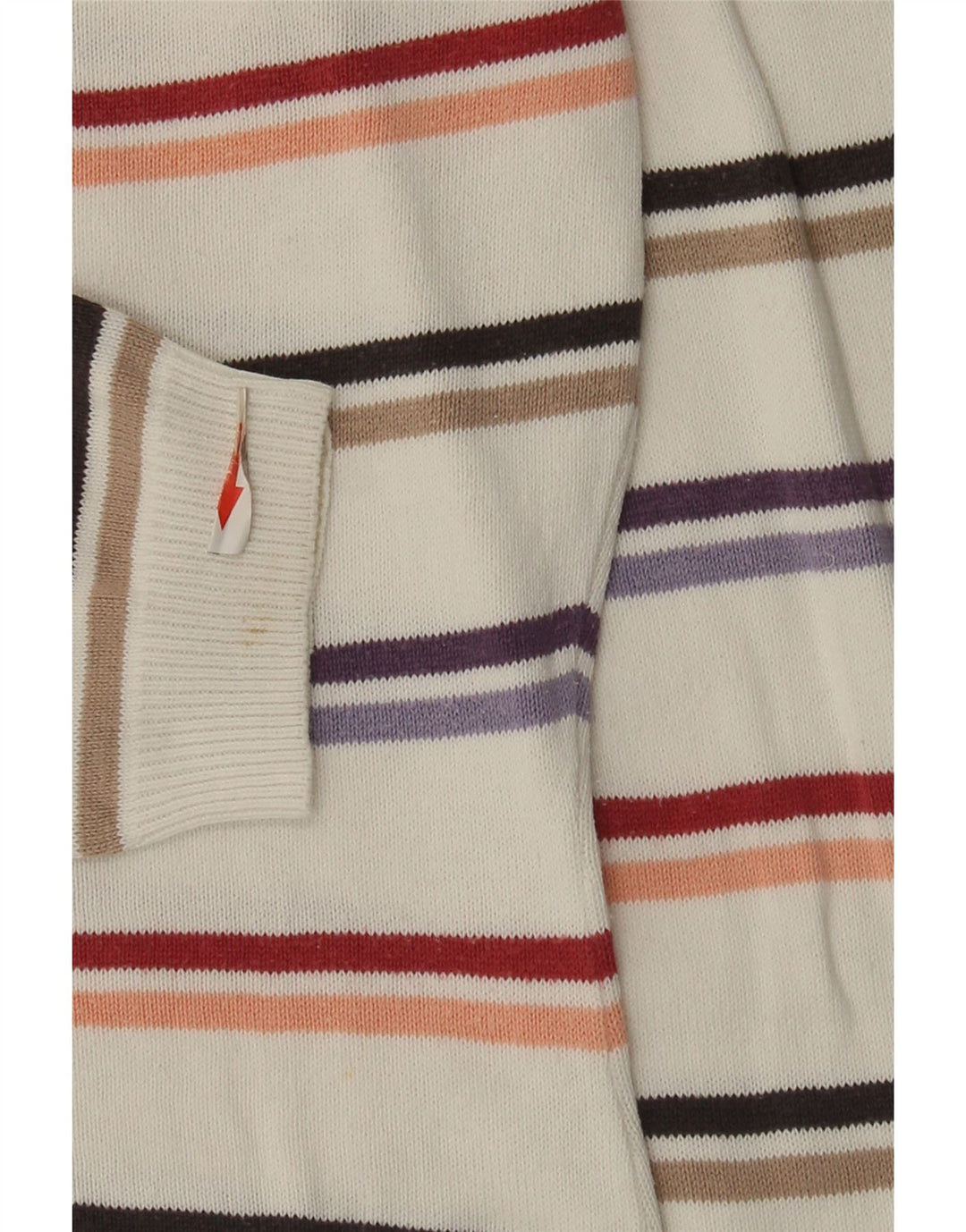 Kappa Dame V-hals sweater UK 14 Medium hvid stribet bomuld