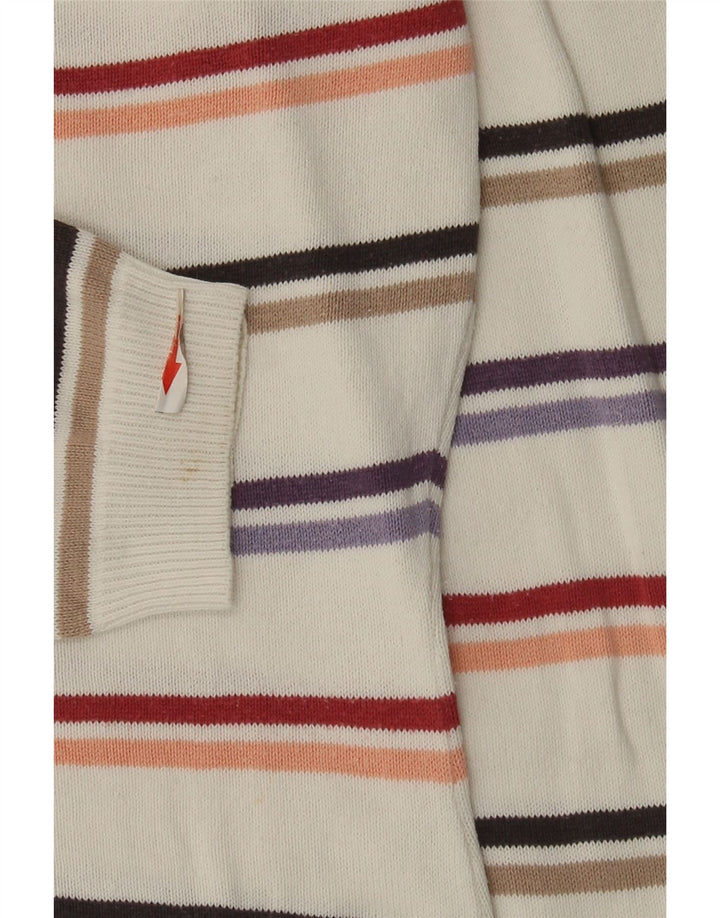 Kappa Dame V-hals sweater UK 14 Medium hvid stribet bomuld