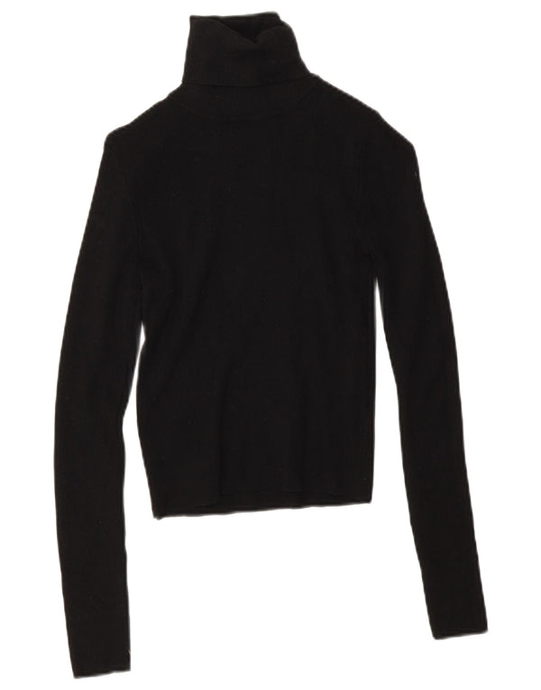 Zara Dame Roll Neck Jumper Sweater UK 10 Small Black Viscose