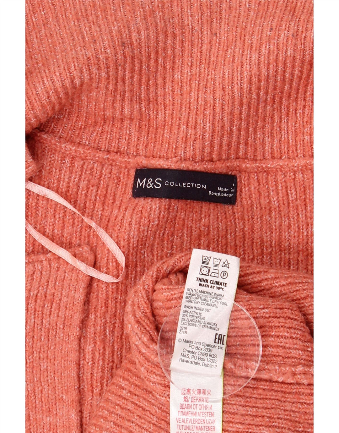 MARKS & SPENCER Dame Longline Cardigan Sweater UK 16 Large Orange