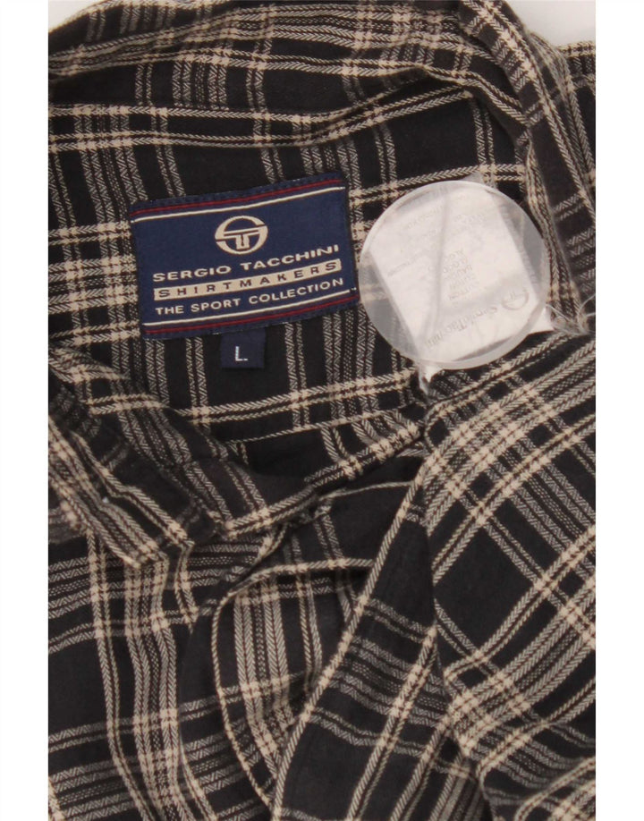 Sergio Tacchini Herre flannelskjorte Stor sort ternet bomuld