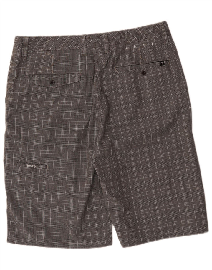 Hurley Herre Cargo Shorts W34 store grå ternet polyester