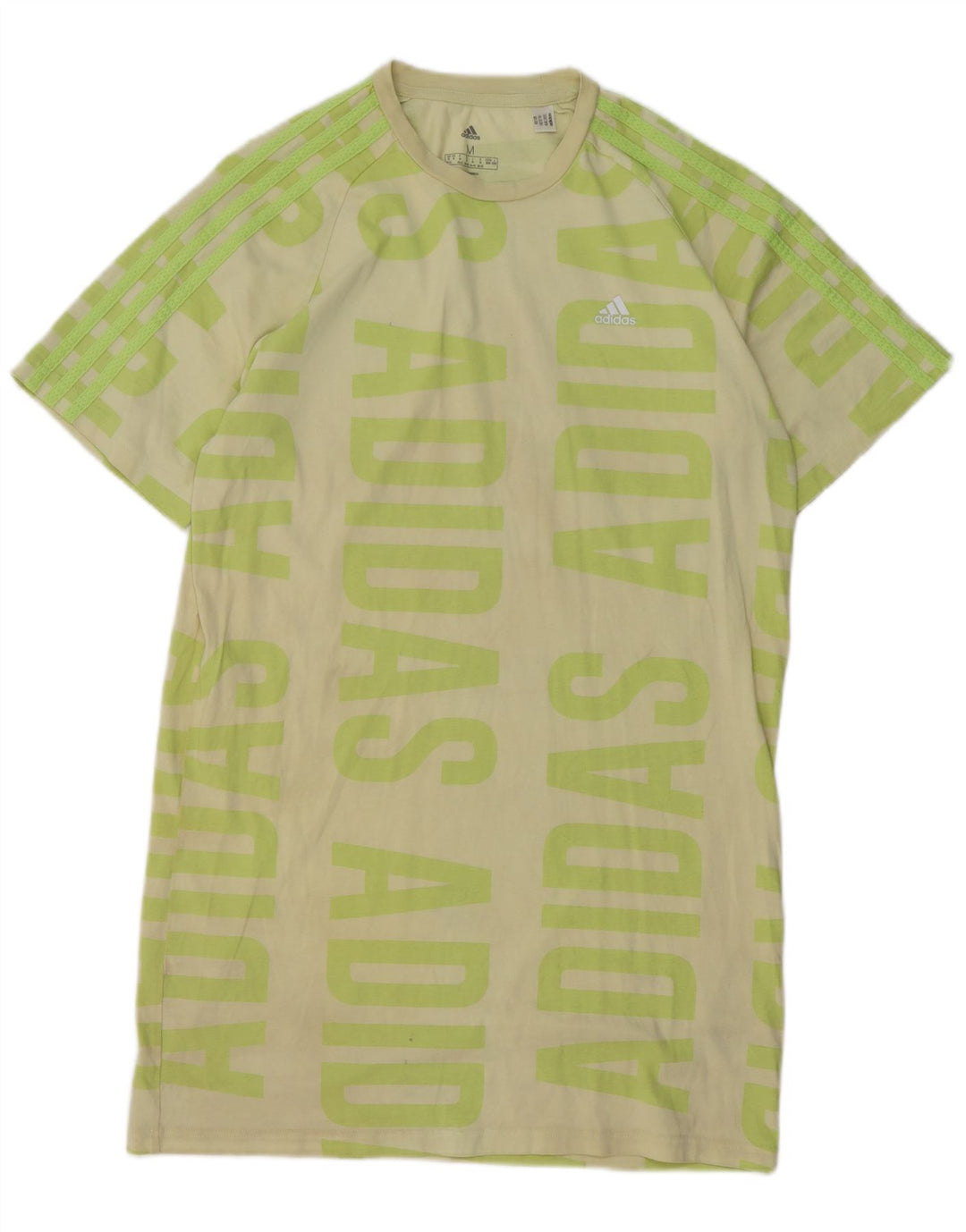 ADIDAS Grafisk T-shirtkjole til kvinder UK 12/14 Medium Green Bomuld