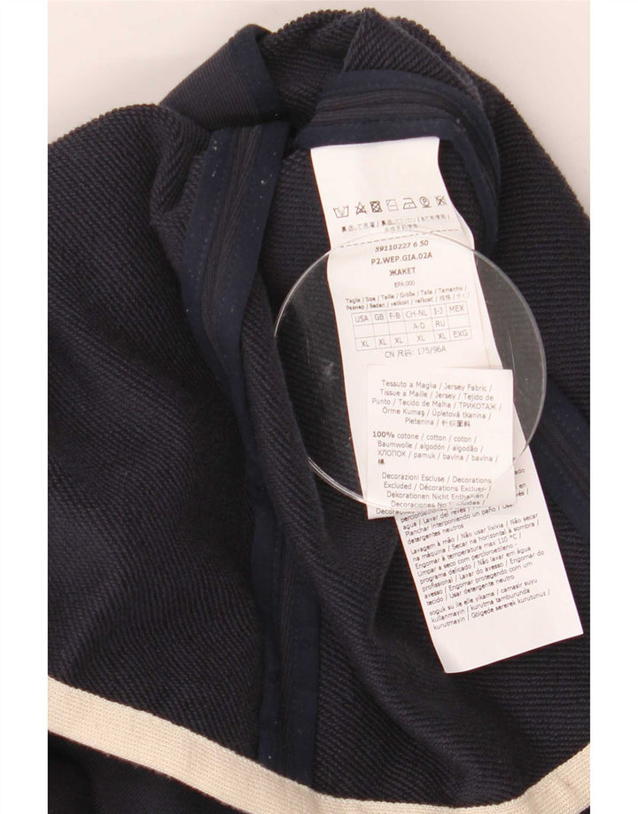 Max Mara Dame Weekend 2 Button Blazer Jacket UK 18 XL Navy Blue Cotton
