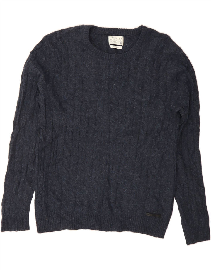 JACK & JONES Mens Crew Neck Jumper Sweater 2XL Navy Blue Wool Vintage Jack & Jones and Second-Hand Jack & Jones from Messina Hembry 