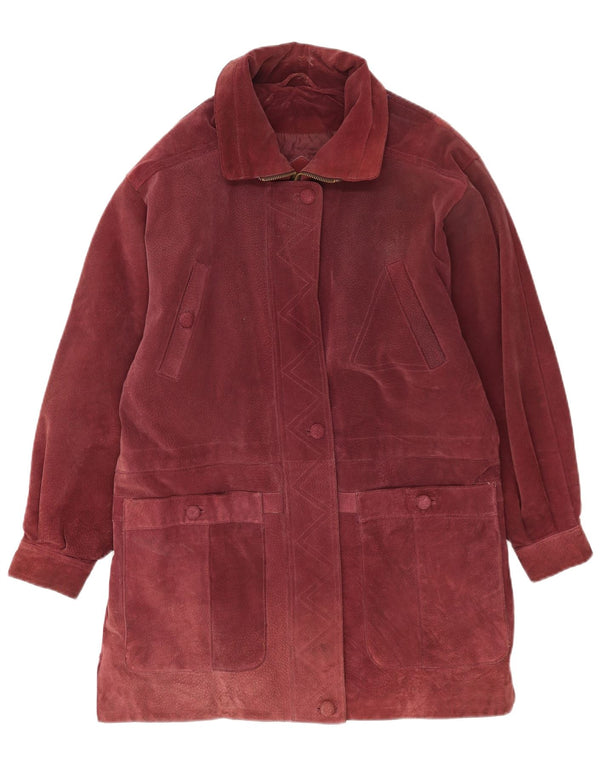 Vintage Dame Ruskind Overfrakke UK 20 2XL Burgundy Læder