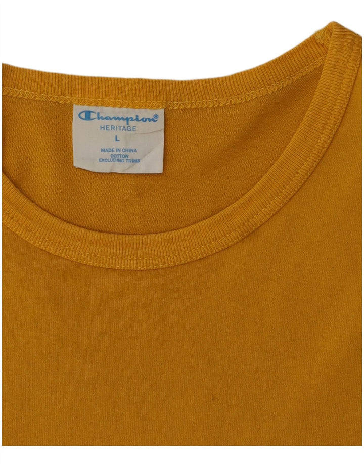 Champion Heritage T-Shirt Top Stor Gul Bomuld