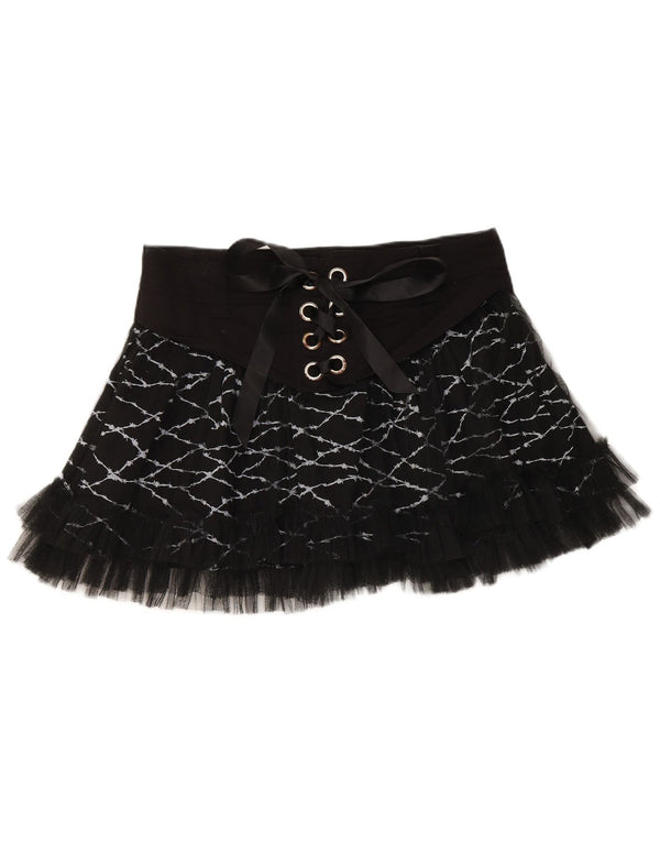 HELL BUNNY Dame Mini Tutu Nederdel XL W36 Sort Bomuld