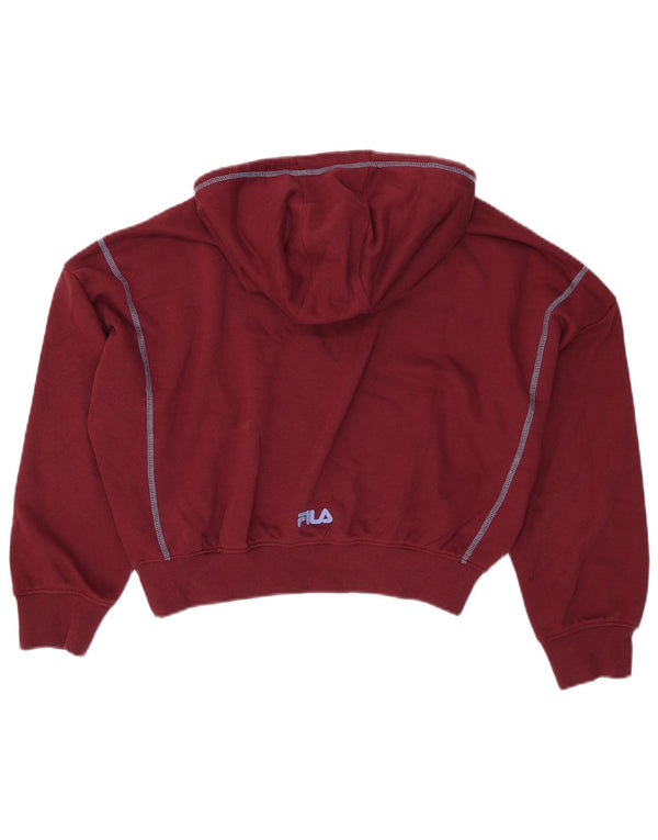 Fila Womens Crop Oversized hættetrøje Jumper UK 10 Small Maroon Cotton