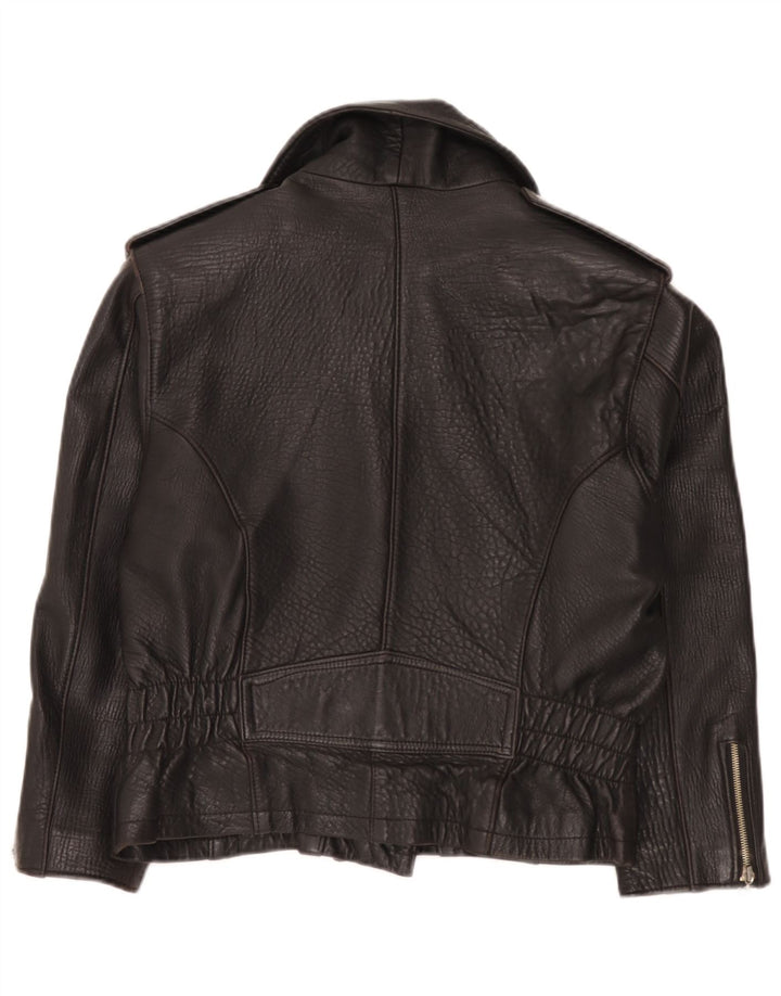 Chevignon dame bikerjakke i læder UK 14 Medium Sort