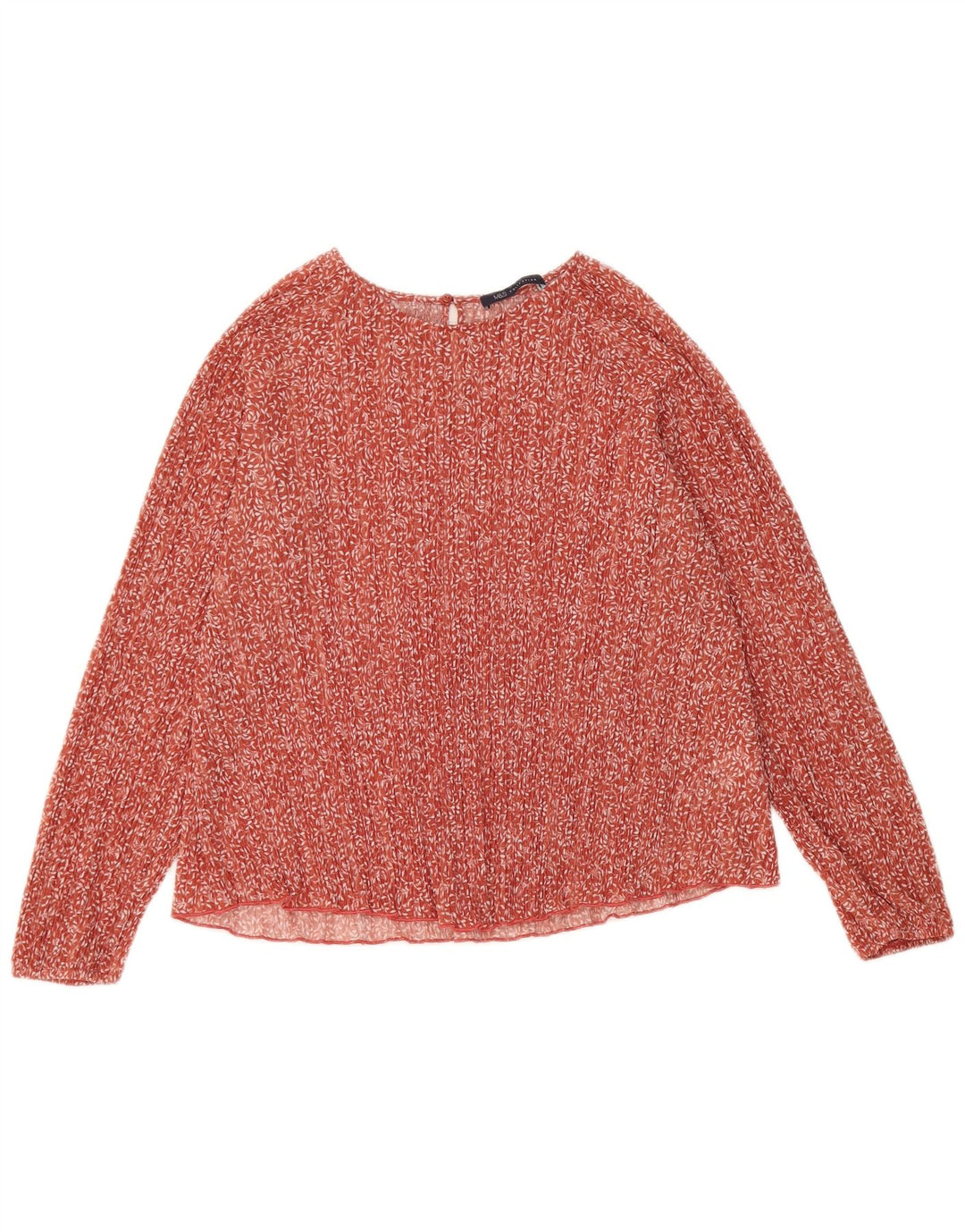 MARKS & SPENCER Dame Langærmet Bluse Top UK 12 Medium Rød Blomster