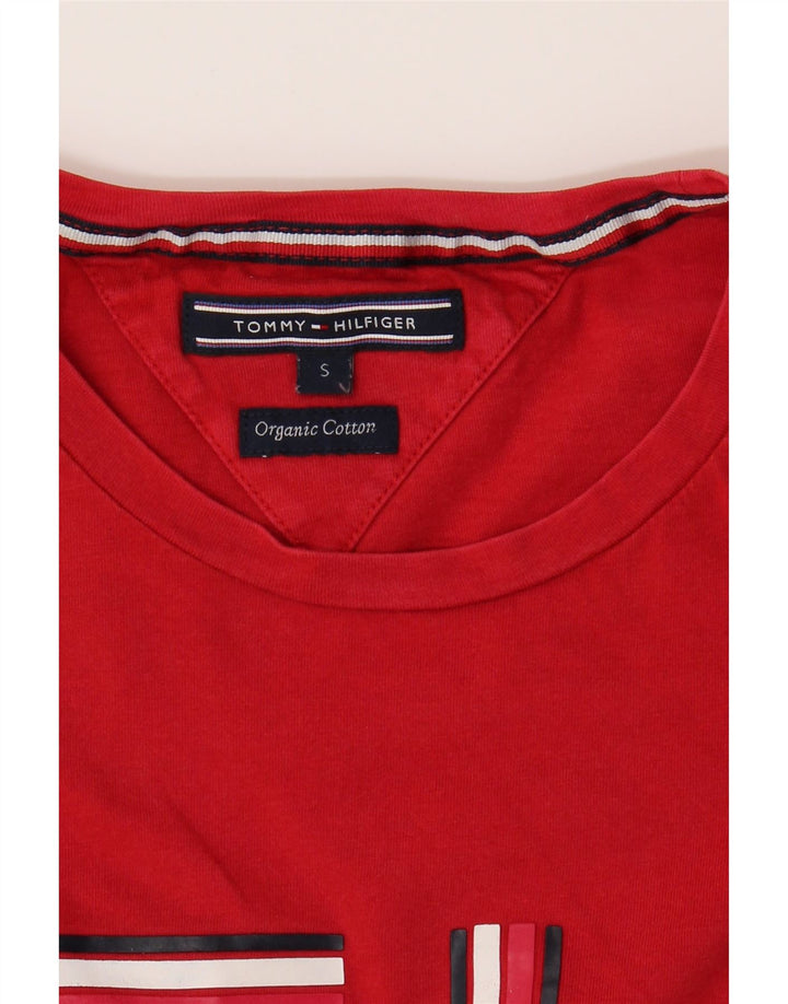 TOMMY HILFIGER Mens Graphic T-Shirt Top Small Red Cotton