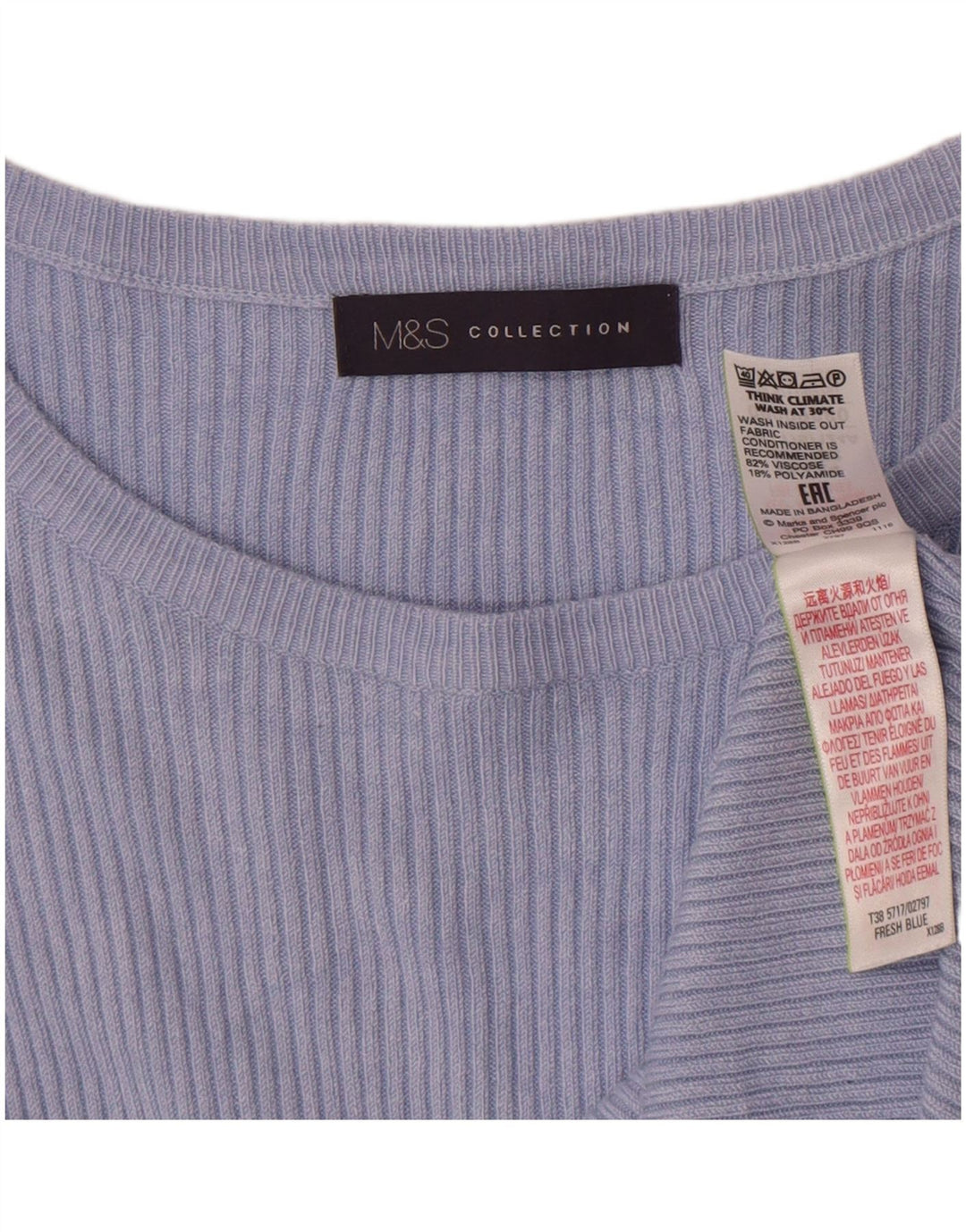 Marks & Spencer Dame T-Shirt Top UK 24 4XL Blå Viscose