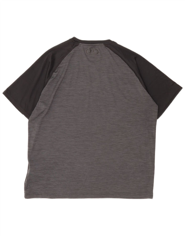 Under Armour Herre Heat Gear T-Shirt Top Stor Grå Colourblock Polyester