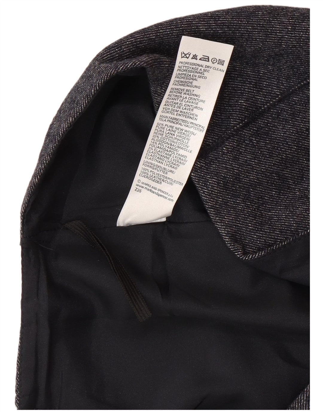 Marks & Spencer Midi-nederdel til kvinder UK 14 Medium W30 Marineblå Uld