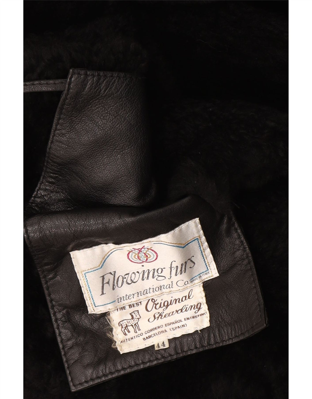 Vintage Dame Shearling Coat IT 44 Medium Black Floral Shearling
