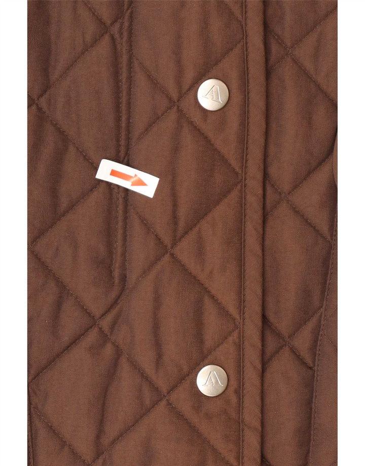 Aquascutum kviltet jakke til kvinder UK 16 Stor brun nylon
