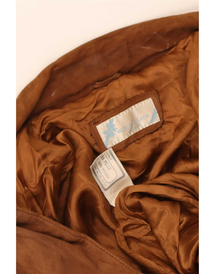 Vintage dame 2-knaps ruskind blazerjakke UK 12 medium beige læder