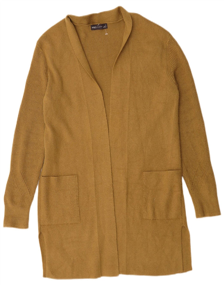 Marks & Spencer Dame Longline Åben Cardigan Sweater UK 12 Medium Brown