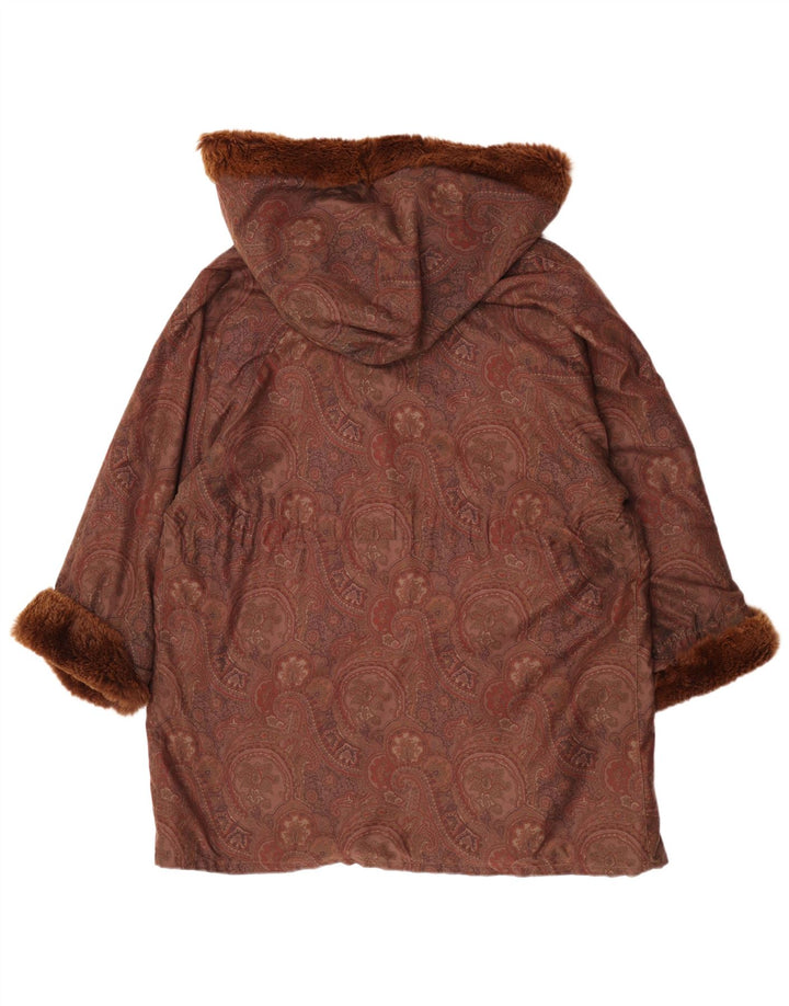 Vintage oversize hættejakke til kvinder EU 42 Stor brun Paisleyuld