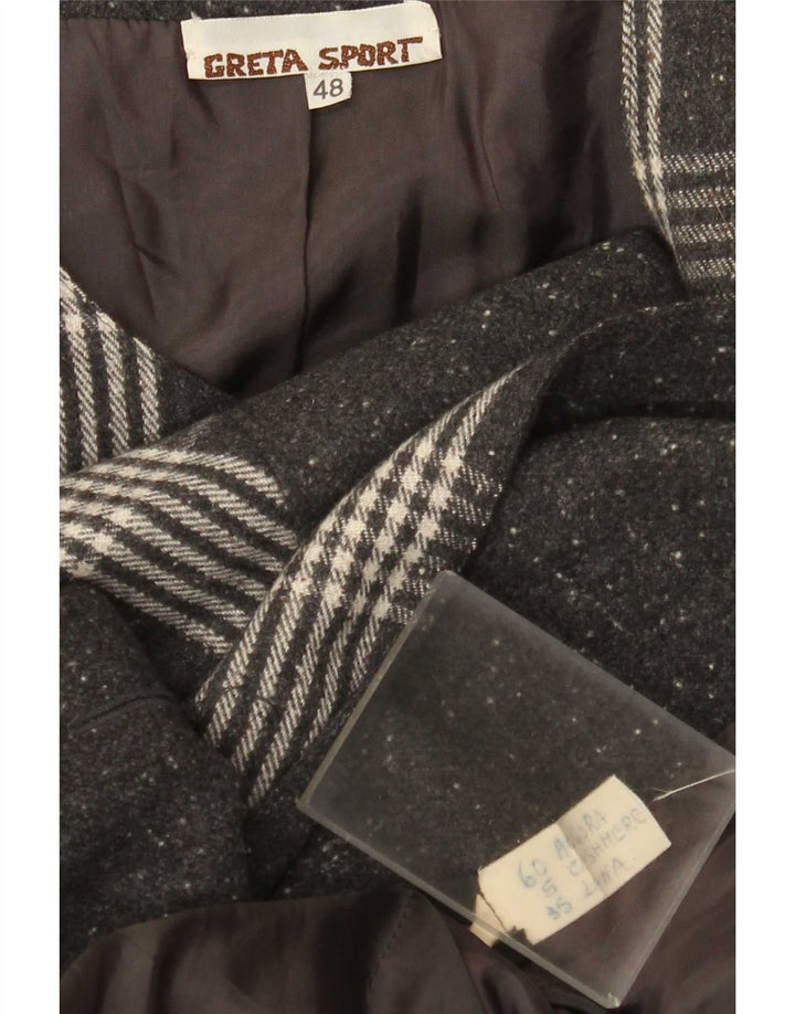 Vintage dameoverfrakke IT 48 XL Grå ternet Angora